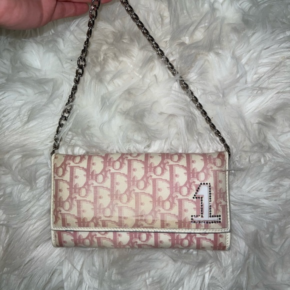 Authentic Dior Pink Trotter Wallet on chain - Picture 2 of 9